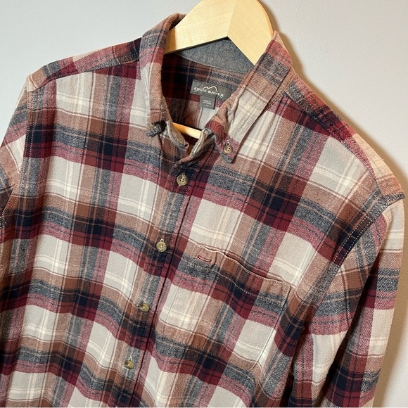 Eddie Bauer Plaid Flannel Button Down Men’s L Long Sleeve Shirt Outdoors Western - Picture 1 of 5